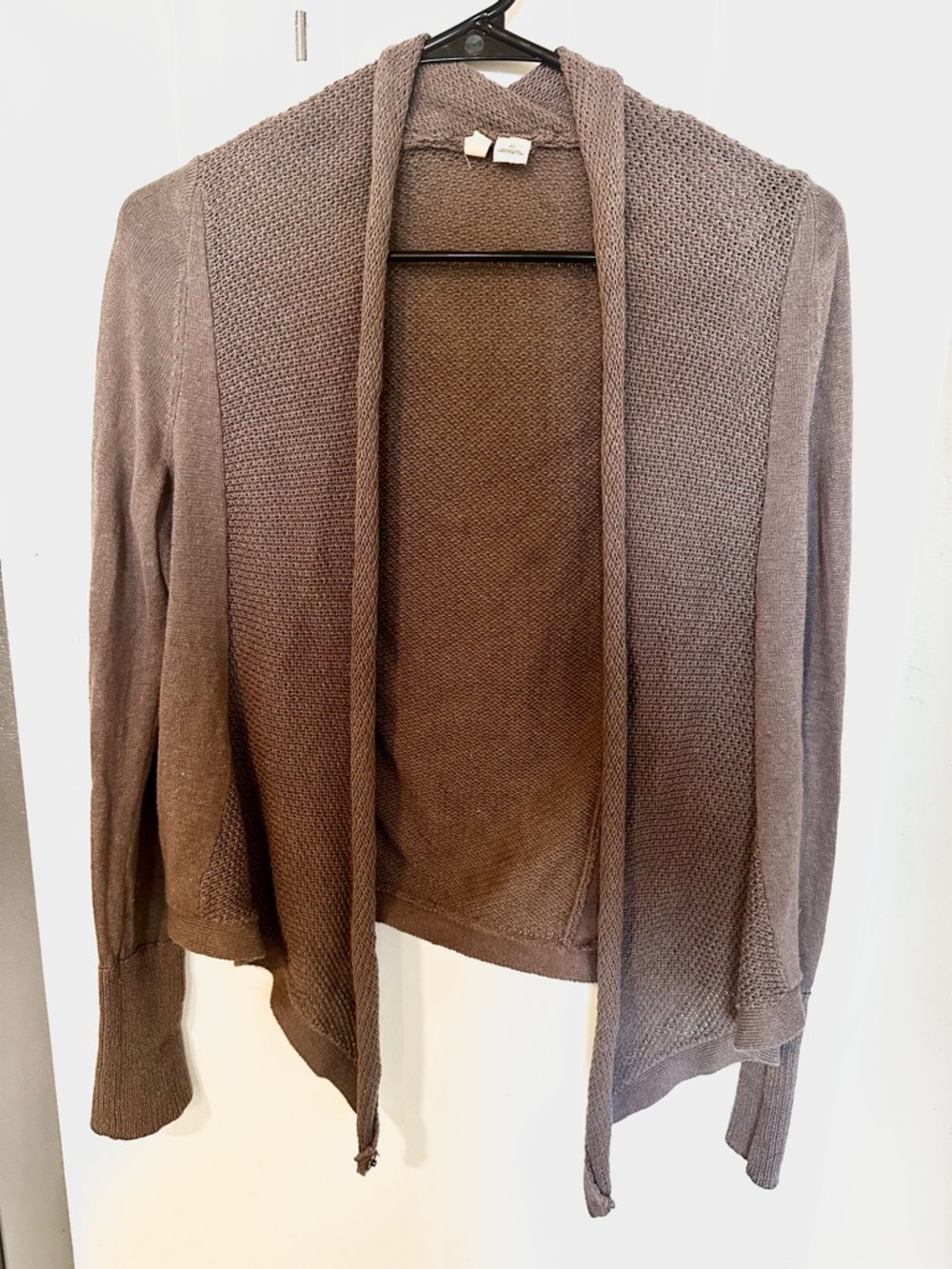 Moth Open-Front Brown Knit Cardigan